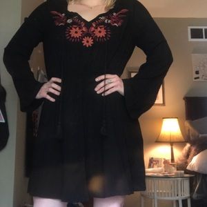 Black long sleeve casual fall dress